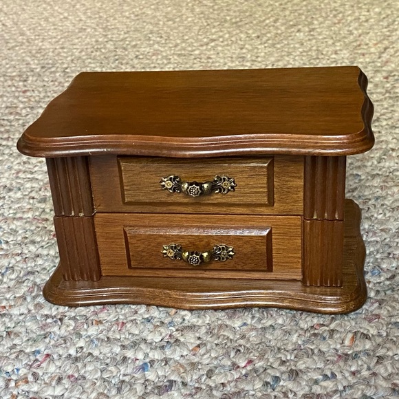 Wooden Jewelry Box Blush Interior Gold Accents - Picture 2 of 12